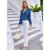 Ekouaer Pajamas Set Long Sleeve Sleepwear Womens Button Down Nightwear Soft Pj Loungewear with Pockets(Blue)