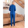 Ekouaer Pajamas Set Long Sleeve Sleepwear Womens Button Down Nightwear Soft Pj Loungewear with Pockets(Blue)