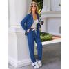 Ekouaer Pajamas Set Long Sleeve Sleepwear Womens Button Down Nightwear Soft Pj Loungewear with Pockets(Blue)