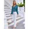 Ekouaer Pajamas Set Long Sleeve Sleepwear Womens Button Down Nightwear Soft Pj Loungewear with Pockets(Blue Green)