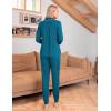 Ekouaer Pajamas Set Long Sleeve Sleepwear Womens Button Down Nightwear Soft Pj Loungewear with Pockets(Blue Green)