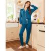 Ekouaer Pajamas Set Long Sleeve Sleepwear Womens Button Down Nightwear Soft Pj Loungewear with Pockets(Blue Green)