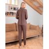 Ekouaer Pajamas Set Long Sleeve Sleepwear Womens Button Down Nightwear Soft Pj Loungewear with Pockets(Brown)