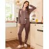 Ekouaer Pajamas Set Long Sleeve Sleepwear Womens Button Down Nightwear Soft Pj Loungewear with Pockets(Brown)
