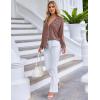 Ekouaer Pajamas Set Long Sleeve Sleepwear Womens Button Down Nightwear Soft Pj Loungewear with Pockets(Brown)