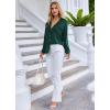 Ekouaer Pajamas Set Long Sleeve Sleepwear Womens Button Down Nightwear Soft Pj Loungewear with Pockets(Dark Green)