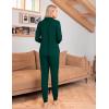 Ekouaer Pajamas Set Long Sleeve Sleepwear Womens Button Down Nightwear Soft Pj Loungewear with Pockets(Dark Green)