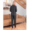 Ekouaer Pajamas Set Long Sleeve Sleepwear Womens Button Down Nightwear Soft Pj Loungewear with Pockets(Deep Grey)