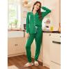 Ekouaer Pajamas Set Long Sleeve Sleepwear Womens Button Down Nightwear Soft Pj Loungewear with Pockets(Green)