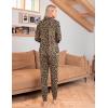 Ekouaer Pajamas Set Long Sleeve Sleepwear Womens Button Down Nightwear Soft Pj Loungewear with Pockets(Leopard)