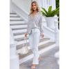 Ekouaer Pajamas Set Long Sleeve Sleepwear Womens Button Down Nightwear Soft Pj Loungewear with Pockets(Light Gray With Pink Stars)