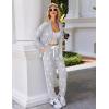 Ekouaer Pajamas Set Long Sleeve Sleepwear Womens Button Down Nightwear Soft Pj Loungewear with Pockets(Light Gray With Pink Stars)