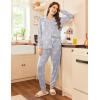 Ekouaer Pajamas Set Long Sleeve Sleepwear Womens Button Down Nightwear Soft Pj Loungewear with Pockets(Light Gray With Pink Stars)