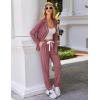Ekouaer Pajamas Set Long Sleeve Sleepwear Womens Button Down Nightwear Soft Pj Loungewear with Pockets(Old Rose)