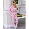 Ekouaer Pajamas Set Long Sleeve Sleepwear Womens Button Down Nightwear Soft Pj Loungewear with Pockets(Pink Bow)