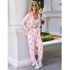 Ekouaer Pajamas Set Long Sleeve Sleepwear Womens Button Down Nightwear Soft Pj Loungewear with Pockets(Pink Santa)