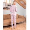 Ekouaer Pajamas Set Long Sleeve Sleepwear Womens Button Down Nightwear Soft Pj Loungewear with Pockets(Pink Santa)
