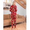 Ekouaer Pajamas Set Long Sleeve Sleepwear Womens Button Down Nightwear Soft Pj Loungewear with Pockets(Red Santa)