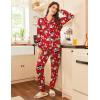 Ekouaer Pajamas Set Long Sleeve Sleepwear Womens Button Down Nightwear Soft Pj Loungewear with Pockets(Red Santa)