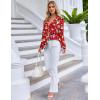 Ekouaer Pajamas Set Long Sleeve Sleepwear Womens Button Down Nightwear Soft Pj Loungewear with Pockets(Red Santa)