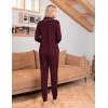 Ekouaer Pajamas Set Long Sleeve Sleepwear Womens Button Down Nightwear Soft Pj Loungewear with Pockets(Wine Red)