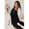 Ekouaer Pajamas Set for Women Soft Comfy Pjs Sets Long Sleeve Sleepwear Loungewear S-XXL(Black)