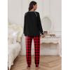 Ekouaer Pajamas Set for Women Soft Comfy Pjs Sets Long Sleeve Sleepwear Loungewear S-XXL(Black Plaid)