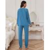 Ekouaer Pajamas Set for Women Soft Comfy Pjs Sets Long Sleeve Sleepwear Loungewear S-XXL(Blue Green)