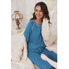 Ekouaer Pajamas Set for Women Soft Comfy Pjs Sets Long Sleeve Sleepwear Loungewear S-XXL(Blue Green)