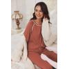 Ekouaer Pajamas Set for Women Soft Comfy Pjs Sets Long Sleeve Sleepwear Loungewear S-XXL(Brown)
