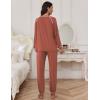 Ekouaer Pajamas Set for Women Soft Comfy Pjs Sets Long Sleeve Sleepwear Loungewear S-XXL(Brown)