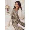 Ekouaer Pajamas Set for Women Soft Comfy Pjs Sets Long Sleeve Sleepwear Loungewear S-XXL(Brown Leopard)