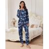 Ekouaer Pajamas Set for Women Soft Comfy Pjs Sets Long Sleeve Sleepwear Loungewear S-XXL(Christmas Navy With Snowflakes)