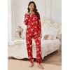 Ekouaer Pajamas Set for Women Soft Comfy Pjs Sets Long Sleeve Sleepwear Loungewear S-XXL(Christmas Red With Snowflakes)