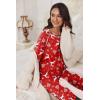 Ekouaer Pajamas Set for Women Soft Comfy Pjs Sets Long Sleeve Sleepwear Loungewear S-XXL(Christmas Red With Snowflakes)