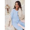 Ekouaer Pajamas Set for Women Soft Comfy Pjs Sets Long Sleeve Sleepwear Loungewear S-XXL(Clear Blue)