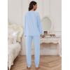 Ekouaer Pajamas Set for Women Soft Comfy Pjs Sets Long Sleeve Sleepwear Loungewear S-XXL(Clear Blue)
