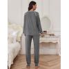 Ekouaer Pajamas Set for Women Soft Comfy Pjs Sets Long Sleeve Sleepwear Loungewear S-XXL(Dark Gray)