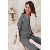 Ekouaer Pajamas Set for Women Soft Comfy Pjs Sets Long Sleeve Sleepwear Loungewear S-XXL(Dark Gray)