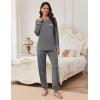 Ekouaer Pajamas Set for Women Soft Comfy Pjs Sets Long Sleeve Sleepwear Loungewear S-XXL(Dark Gray)