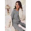 Ekouaer Pajamas Set for Women Soft Comfy Pjs Sets Long Sleeve Sleepwear Loungewear S-XXL(Flower Gray)
