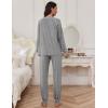 Ekouaer Pajamas Set for Women Soft Comfy Pjs Sets Long Sleeve Sleepwear Loungewear S-XXL(Flower Gray)