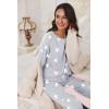 Ekouaer Pajamas Set for Women Soft Comfy Pjs Sets Long Sleeve Sleepwear Loungewear S-XXL(Gray Pink Star)