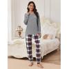 Ekouaer Pajamas Set for Women Soft Comfy Pjs Sets Long Sleeve Sleepwear Loungewear S-XXL(Gray Plaid)