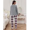 Ekouaer Pajamas Set for Women Soft Comfy Pjs Sets Long Sleeve Sleepwear Loungewear S-XXL(Gray Plaid)
