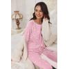 Ekouaer Pajamas Set for Women Soft Comfy Pjs Sets Long Sleeve Sleepwear Loungewear S-XXL(Moon Teddy)