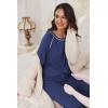 Ekouaer Pajamas Set for Women Soft Comfy Pjs Sets Long Sleeve Sleepwear Loungewear S-XXL(Navy)