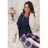 Ekouaer Pajamas Set for Women Soft Comfy Pjs Sets Long Sleeve Sleepwear Loungewear S-XXL(Navy Plaid)