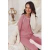 Ekouaer Pajamas Set for Women Soft Comfy Pjs Sets Long Sleeve Sleepwear Loungewear S-XXL(Old Rose)