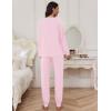 Ekouaer Pajamas Set for Women Soft Comfy Pjs Sets Long Sleeve Sleepwear Loungewear S-XXL(Pink)